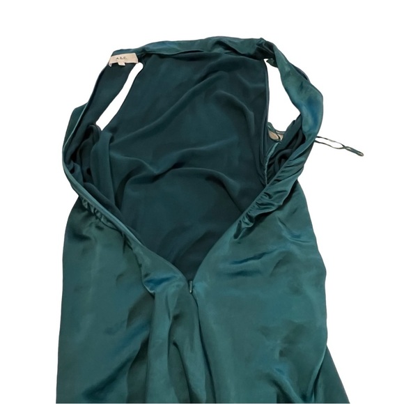 A.L.C. Inez Dress In Emerald Midi Ruched Draped 10 Satin Event - Picture 14 of 16